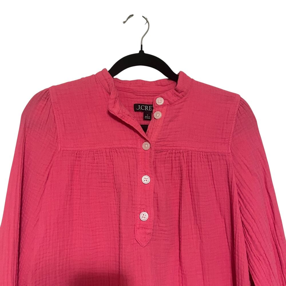 J.Crew Fresco Top Soft Gauze Long Sleeve Popover Shirt Pink Size Small - Picture 4 of 8